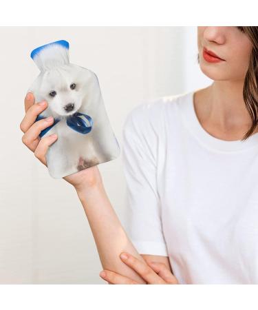 White Puppy Hot Water Bottle with Plush Cover - Cute Bed Warmer for Adults & Kids | 26.5x15.3cm - Buy Online on GoSupps.com