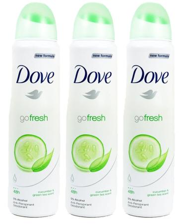 Dove body spray Anti-Perspirant/Anit-Transpirant pack of 3X250ml/8.5oz Cucumber & green tea Cucumber Green Tea 1 Count (Pack of 1)