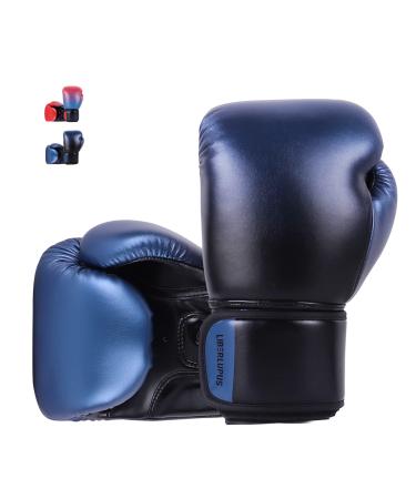 Liberlupus Youth Boxing Gloves for Ages 10-18, 8oz & 10oz Teens Boxing Training Gloves with Gradients, Teenagers Junior Kids Sparring Gloves for Punching Bag, Kickboxing, Muay Thai, MMA Black Blue 8 OZ