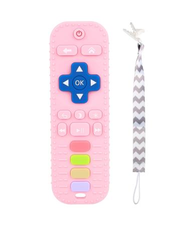 Yinghezu Baby Silicone Teething Toys for Infant Toddlers  Remote Control Shape for Infants Chew Toys Baby Shower Silicone Sensory Teethers  Relief Soothe Babies Gums  BPA Free (Pink Silicone)