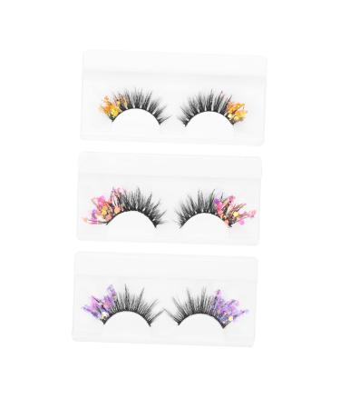 HONMEET 3 Pairs Fluorescent False Eyelashes Fake Cosplay Lashes Eyelashes with Glitter Lashes with Color False Lashes Role Play Outfits Lash Natural Look Dense 3d High-grade Fiber
