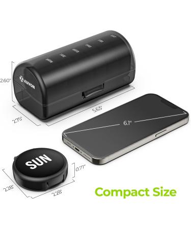AUVON Black Weekly Pill Organizer for Large Pills | 7-Day Pill Box with Dual Protection | Travel-Friendly Small Pill Case for Medications Vitamins & Fish Oils - Buy Online on GoSupps.com