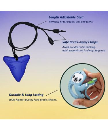 Sensory Chew Necklace for Kids - 5 Pack Blue Silicone Chew Toys for ADHD, Autism, Anxiety - Reduce Fidgeting in Boys, Girls, Adults & Children - Buy Online on GoSupps.com