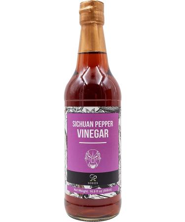 Soeos Sichuan Pepper Vinegar 16.9 fl oz - Naturally Fermented Rice Vinegar with Sichuan Peppercorns | Wenzhou, Hailuo, Seasoned Chinese Vinegar 500ml - Buy Online on GoSupps.com