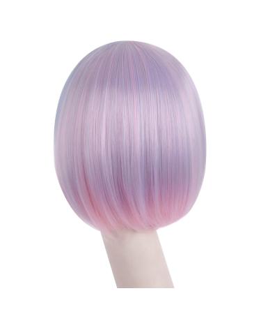 Mapofbeauty 30cm/12 Inch Straight Pony Bobo Hairstyle - Smooth Short Hair in Purple Pink Periwinkle Pale Pink & Blue | International Shipping - Buy Online on GoSupps.com