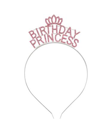 YARIEW Birthday Crown for Women Girls Birthday Princess Headband Rhinestone Alloy Birthday Crown Birthday Girl Headband Tiara Happy Birthday Princess Crown Happy Birthday Party Decorations Pink