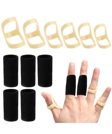 SAREAL 11Pcs Oval Finger Splints & Sleeves Kit 6 Pcs Graduated Oval Trigger Finger Splints and 5Pcs Finger Sleeves for Trigger Mallet Arthritis and Straightening -Size 5 6 7 8 9 10