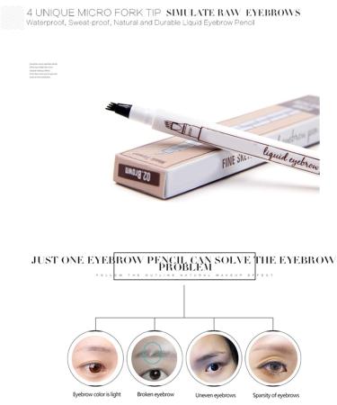 Eyebrow Pen Eyebrow Pencil with 4 Fork Tip ApplicatorSpoolie Brush for Hair-Like Natural Brows Stays on All Day (Brown) - Buy Online on GoSupps.com