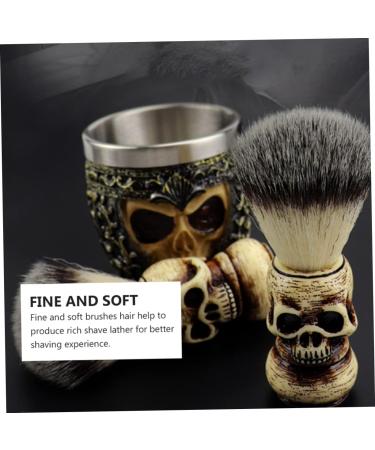 Frcolor Skull Beard Brush Set - Wooden & Metal Shaving Brush for Travel & Face Cleaning | Premium Shaving Tools - Buy Online on GoSupps.com