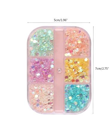 Frosted Aurora Imitation Pearl Mermaid Bubble Beads - 2022 New Candy Color Glass Beads for Nail Art DIY - 3mm Semi-Circular Flat Bottom Beads - 6-Grid Box - Buy Online on GoSupps.com