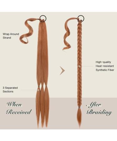 Fine Braid Extensions - 75 cm Copper Red Ponytail with Hair Tie | Premium Braid Art for Women - Buy Online on GoSupps.com