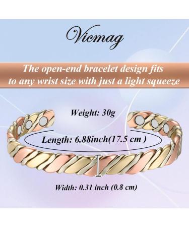 Vicmag Copper Magnetic Bracelet for Women Men - Adjustable Size, Ultra Strength Magnets, 99.9% Pure Copper - Gift Box Included - Buy Online on GoSupps.com