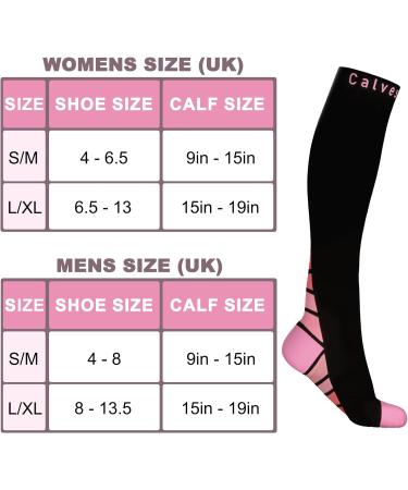 Black & Pink Compression Socks for Men & Women - Improved Blood Circulation - Size S/M (4-6.5 for Women, 4-8 for Men) - 2 Pairs - Buy Online on GoSupps.com