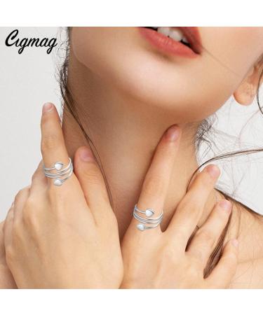 Cigmag 2PCs Magnetic Lymphatic Drainage for Women - Ultra-High 99% Pure Copper Adjustable Ring with Gift Box (Silver Love Heart) - Buy Online on GoSupps.com
