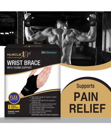 DrFitness+ Wrist Band 18 - Thumb Loop Support Strap for Men & Women | Black - Optimize Your Fitness Today - Buy Online on GoSupps.com