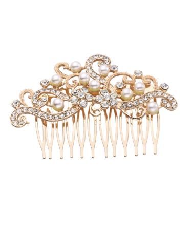 Amosfun Hair Accessories for Women Hair Pearls Bridal Antique Hair Comb Clips Wide Teeth Side Pins Bridal Hair Comb Fashion Headwear Costume Accessories Hair Ornament Flowers Headgear