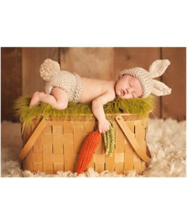 Newborn Baby Photography Prop Bunny Hat | Crochet Knit Easter Costume for Boys and Girls | Cute Christmas Photo Shoot Outfit | Multicolor | 0-3 Months - Buy Online on GoSupps.com