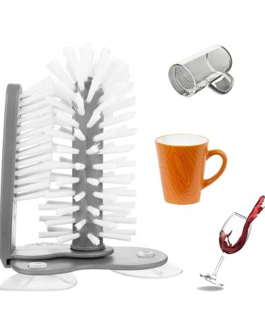CaiYuanS Suction Cup Washing Brush Glass Cleaning Brush Kitchen Rotating Water Cup Tea Cup Brush Cup Washing Brush Multifunctional Cleaning Brush Grey