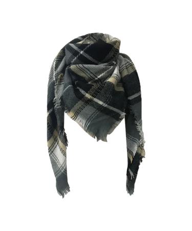 Hanxiulin scarf ladies print neckerchuch scarf women knitting scarf with wool neck warmer casual wrapping scarf neck warmer triangular scarf unit size green