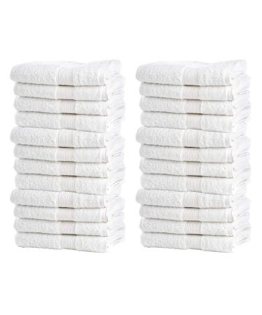 Bulk Spa White Washcloths   Set of 24   Size 12  x 12    Thick Loop Pile Washcloth   Absorbent and Soft 100% Ring-Spun Cotton Wash Cloth   Lint Free Face Towel   Wash Cloths Perfect for Bathroom