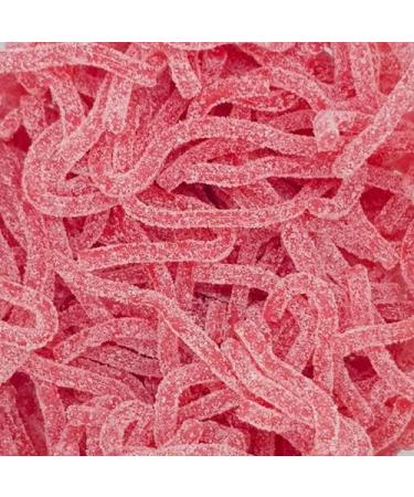 Sour Strawberry Spaghetti Sweets - Strawberry Laces - Sour Coated Strawberry Jelly Sweets - 1KG Bag - Buy Online on GoSupps.com