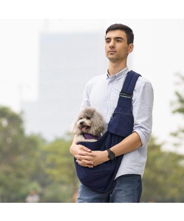 Slowton Dark Blue Dog Carrier Bag - Adjustable Padded Shoulder Strap for Pets 4.1-6.8kg Ideal for Outdoor Walks & Excursions - Buy Online on GoSupps.com