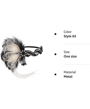 Art Deco 1920s Flapper Headband with Feather, Gatsby Costume Peacock Hair Accessory - Style 63 - Buy Online on GoSupps.com