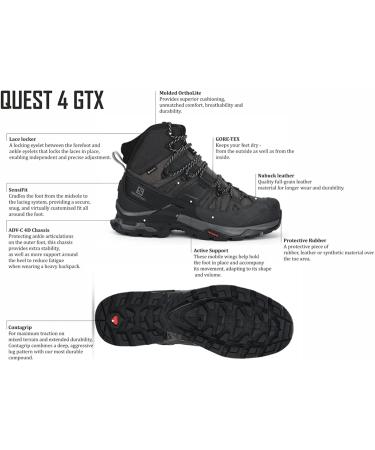 Salomon Quest 4 GTX High Rise Hiking Boots 9 - Magnet/Black/Quarry - Buy Online on GoSupps.com