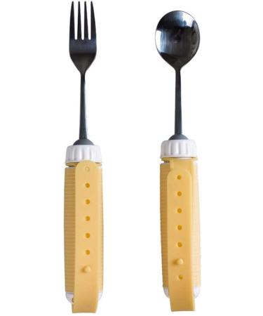 2 in 1 Eating Aids Anti-Vibration Anti-Shake Utensils Set Include Fork and Spoon 360 Rotating Lightweight for Weakness Grip Stroke Elderly Parkinsonian Uptodate