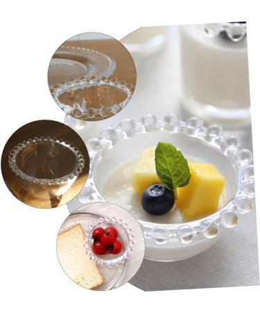 MAGICLULU Glass Plates 1pc Food Chic Beaded Appetizer Dipping Trim Serving Vintage Small Side Condiment Cream Soy Kitchen Transparent 8.5X8.5X4CM - Buy Online on GoSupps.com
