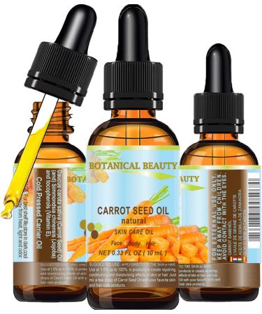 CARROT SEED OIL 100 % Natural Cold Pressed Carrier Oil. 0.33 Fl.oz.- 10 ml. Skin  Body  Hair and Lip Care. One of the best oils to rejuvenate and regenerate skin tissues.  by Botanical Beauty