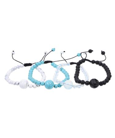 Lurrose Nausea Bracelet 4pcs Anti Motion Sickness Seasickness Car Sickness Beaded Adjustable Glasses Handmade Crystal Bead Sickness Travel Supplies Nausea Wrist Bands