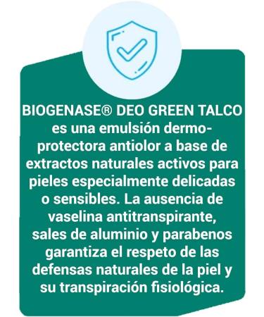 Biogenase Deo Green Talco - Talc Deodorant for Sensitive Skin - Eliminates Unpleasant Odors - 125ml - Buy Online on GoSupps.com