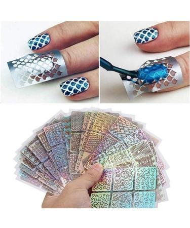 12 sheet / 24 sheet nail art stencil nails vinyls sticker set reusable manicure sticker stamping template nail art tools 24sheetnailartstencils 24 sheet nail art stencils