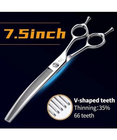 Fenice Peak 7.5'' Curved Thinning Shears for Dog and Cat Grooming | V-Shaped Teeth | 440C Stainless Steel - Buy Online on GoSupps.com