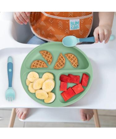 Vicloon Baby Suction Plate Set | Non-Slip Silicone Weaning Plates for Toddlers | Divided Dishes for Self-Feeding | Fits Most Highchairs Trays | 3Pcs (Green/Pink/Blue) - Buy Online on GoSupps.com