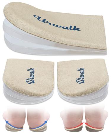 Urwalk 3 Layers Adjustable Supination & Over Pronation Corrective Shoe Inserts Medial Lateral Heel Wedge Lifts Self-Adhesive Gel Insoles for Foot Alignment  Knock Knee Pain - 6 Pieces (Beige)