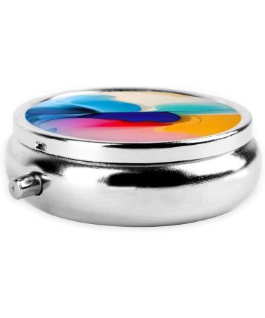 Round Watercolor Painting Pill Box - 3 Compartment Portable Organizer for Travel & Purse - Buy Online on GoSupps.com