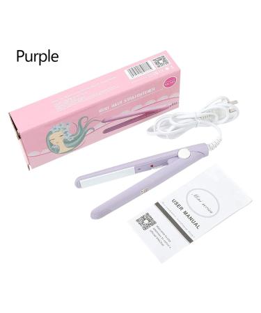 Mini Hair Straightener & Curling Iron - 2 in 1 Ceramic Flat Iron for All Hair Types - Tourmaline & Titanium Heating Plate (Purple - Buy Online on GoSupps.com