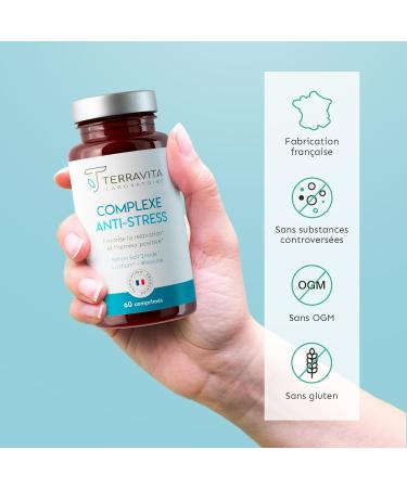 ANTI-STRESS Complex | Stress and Anxiety Reduction | Rhodiola + Marine Magnesium + Vitamin B6 | With Lactium and Safr Inside Patented Saffron | 60 Tablets | Made in France | Terravita - Buy Online on GoSupps.com