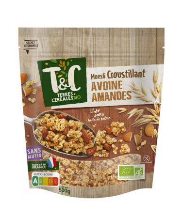 TERRES ET CEREALES CRISPY OAT MUESLI GLUTEN FREE ORGANIC 500G, TERRES ET CEREALES, PACK OF 2