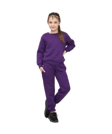 A2Z 4 Kids Plain Tracksuit Jumper Sweatshirt Set with Jogger Bottoms PE School Sports Activewear Set Girls Boys Children Age 2-13 years