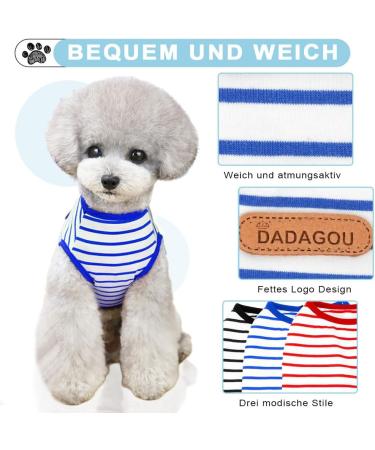 Voarge Dog Striped T-Shirt - Soft Cotton Summer Shirts for Small & Medium Pets | Chihuahua Tank Top in Black (Medium) - Buy Online on GoSupps.com