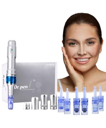 Dr. Pen Ultima A6 - Authentic Multi-function Wireless Derma Beauty Pen - Trusty Skin Care Tool Kit - 12pins 2 (0.25mm) + 36pins 2 (0.25mm) + Round Nano Pins (0.25mm) x2 Cartridges