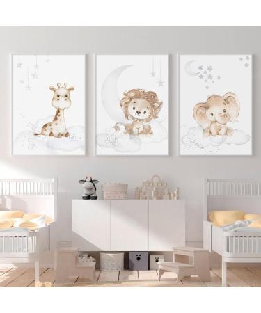 Exquleg 3 Set Nursery Posters - Cute Giraffe & Hare Animal Wall Art for Kids Room Decoration (30x40cm) - Unframed Baby Room Decor - Buy Online on GoSupps.com