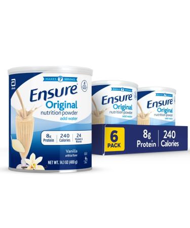 Ensure Original Nutrition Powder | Vanilla Protein Powder | Small Meal Replacement Shake Mix | 8g Protein 24 Vitamins & Minerals | Immune Health | 14.1 oz -pack of 6 14.1 Ounce (Pack of 6)