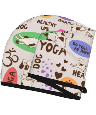 Dog Doing Yoga Microfiber Hair Towel | Super Absorbent Wrap for Women | Quick Dry Coral Velvet for Long Curly & Thick Hair - Buy Online on GoSupps.com