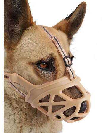 Mayerzon muzzle for dogs breathable for small medium large and large dogs stops bite barking and chewing best for aggressive dogs medium brown
