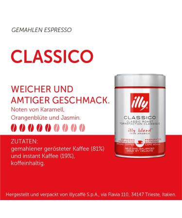 Buy Illy Coffee Ground Espresso Classico - 250g Can (Pack of 2) | Premium Italian Coffee for International Shipping - Buy Online on GoSupps.com