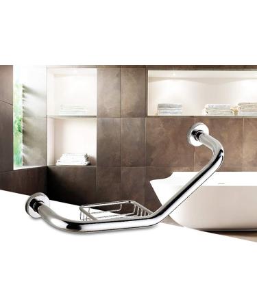 Bathroom Grab Bar Safety Support Rail Handrails for Bathrooms Stainless Steel Silver Curved Shower Grab Bar Soap Dish Safety Non-slip Grab - Buy Online on GoSupps.com